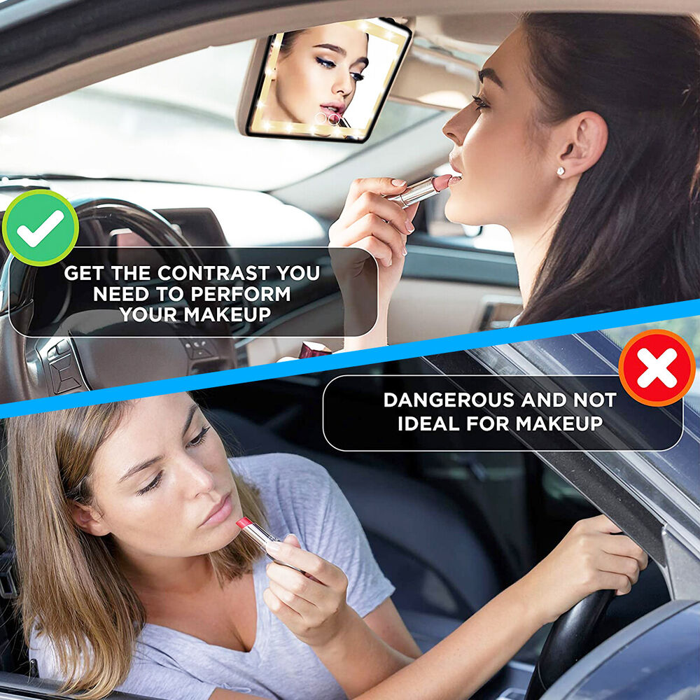 Car LED Cosmetic Mirror Sun Visor Vanity Mirror Makeup Car Visor Cosmetic Mirror With Lamp HD Makeup Mirror
