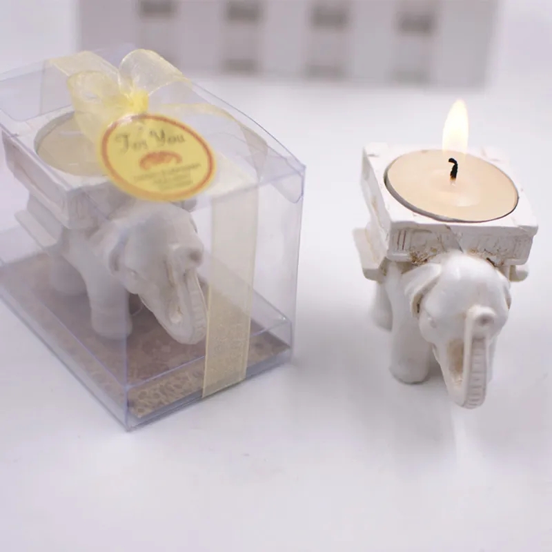 Lucky Elephant Candle Holders Resin Retro Creative Small Candlestick Birthday Wedding Party Gift Home Decoration Craft Gifts Ornaments H260310