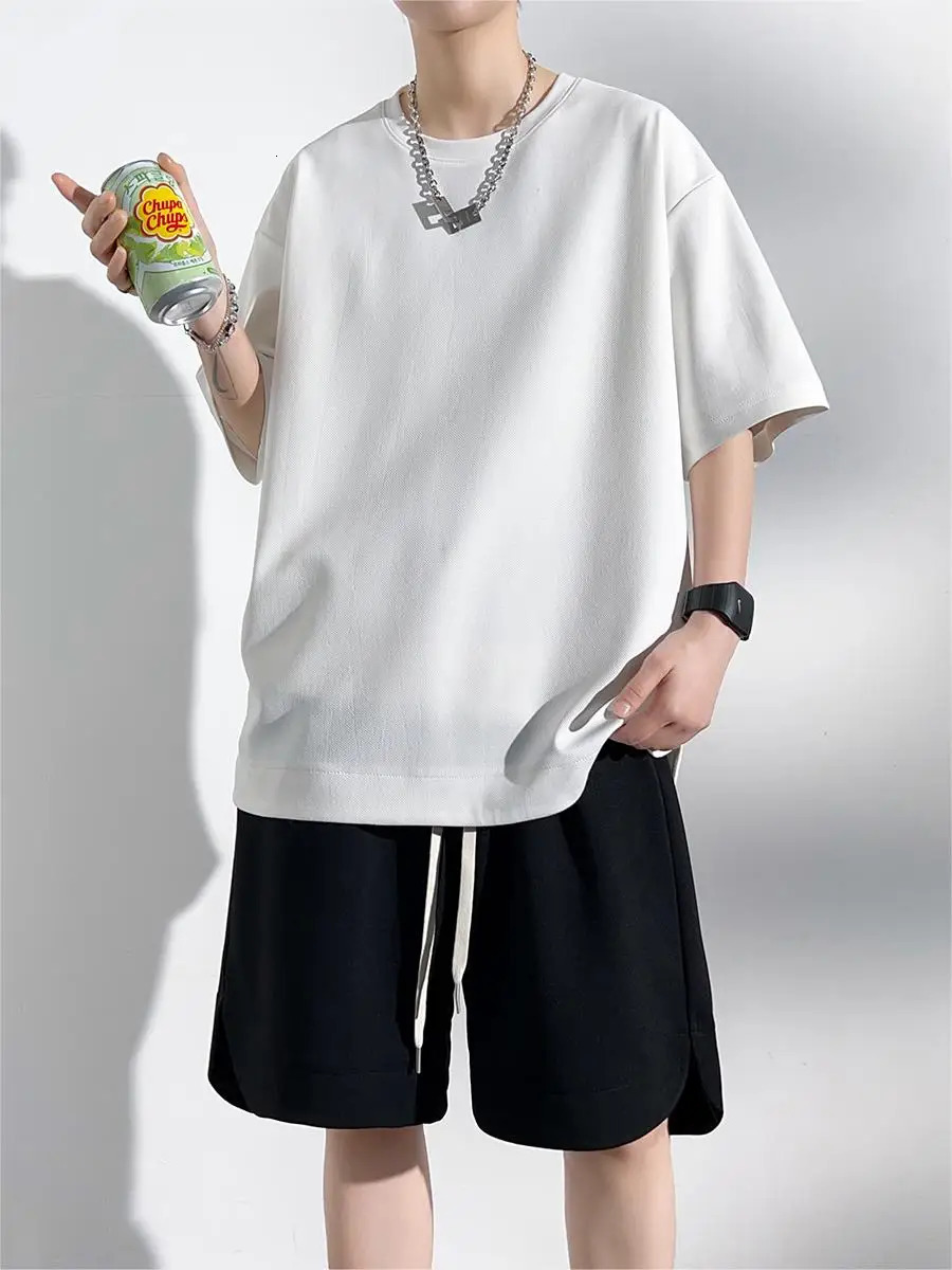 Summer Tracksuits Men Plus Size 8xl 7xl 6XL Sportswear Solid Color Sets Fashion Casual TShirts Shorts 2pcs Suits Male 240518