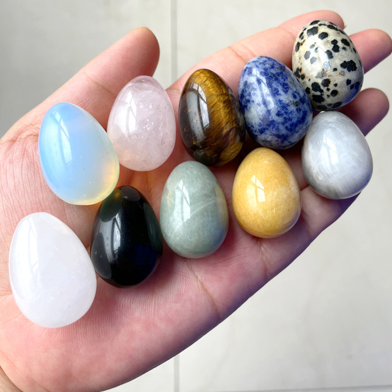 Stone Egg Healing Crystal Egg Natural Gems Ball Home Decor Chakra Reiki Energy Quartz Mineral Specimen Easter Gifts