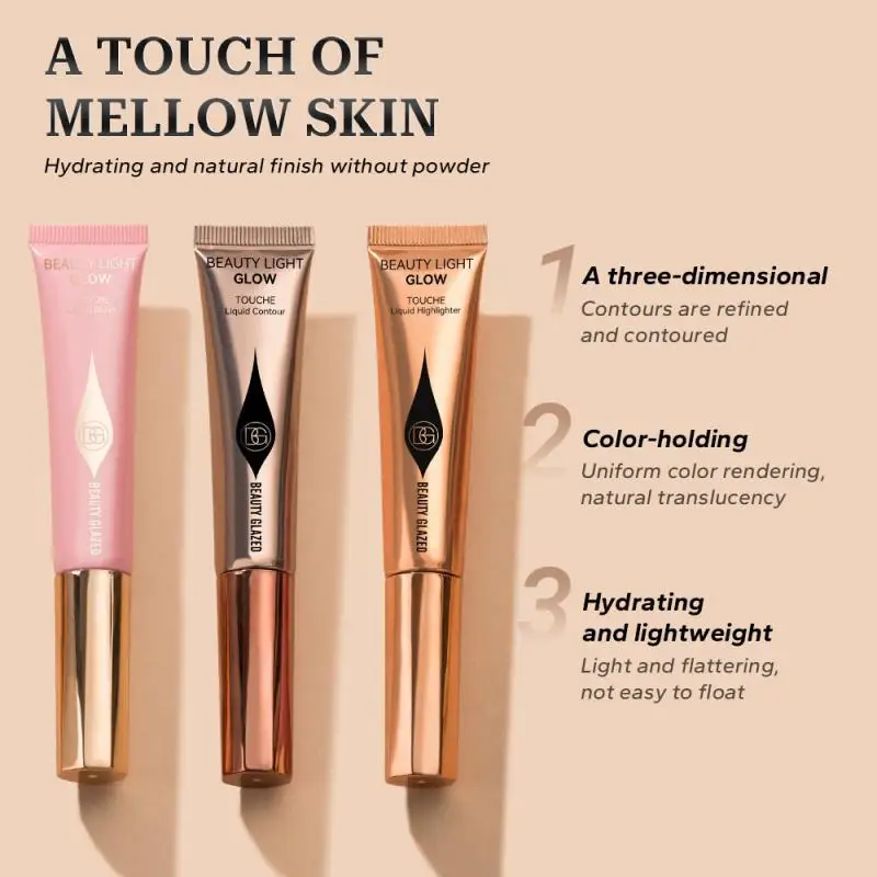BEAUTY GLAZED Liquid Blush Velvet Matte Natural Cream Multi-use Cheek Eye Tint Peach Blush Applicator Makeup Cosmetic 2023
