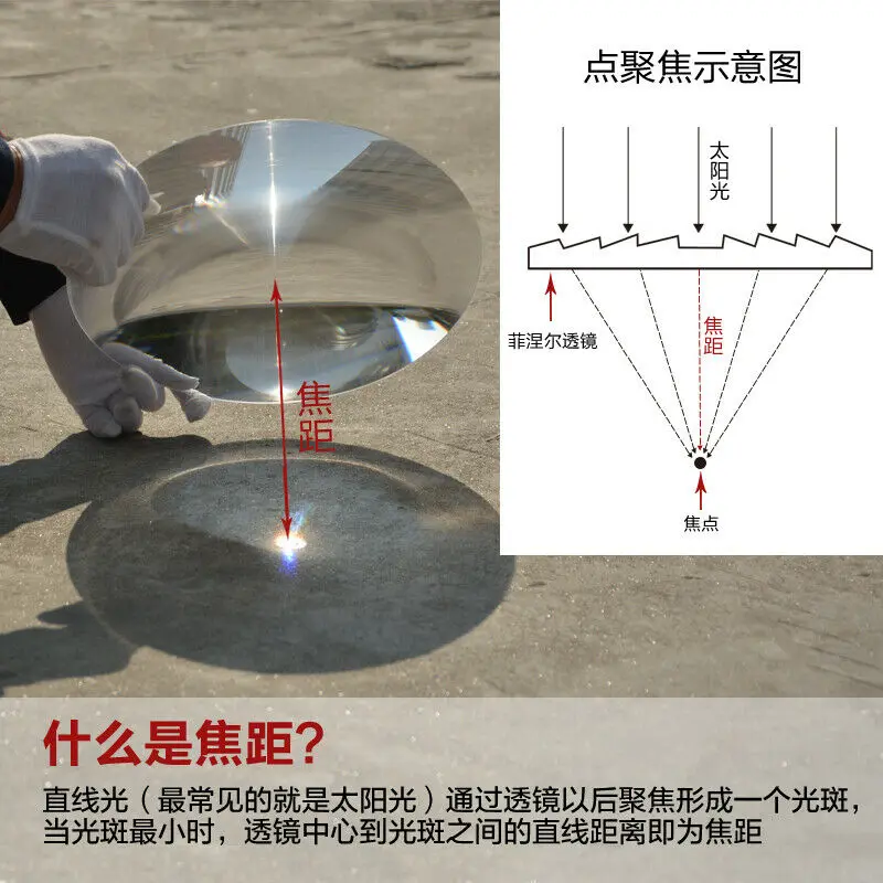 360mm Big Face Magnifying Glass Optical PMMA Solar Fresnel Lens Focal Length 220mm 450mm 660mm 900mm Concentrater