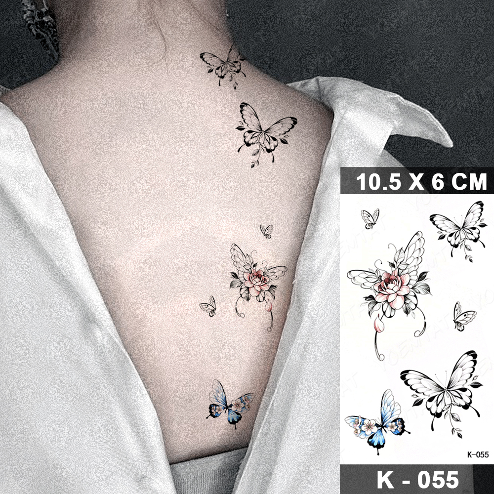 Transfer Waterproof Temporary Tattoo Stickers 3D Butterfly Themed Party Dark Fake Tattoos Women Legs Arms Ankles Sexy Body Art