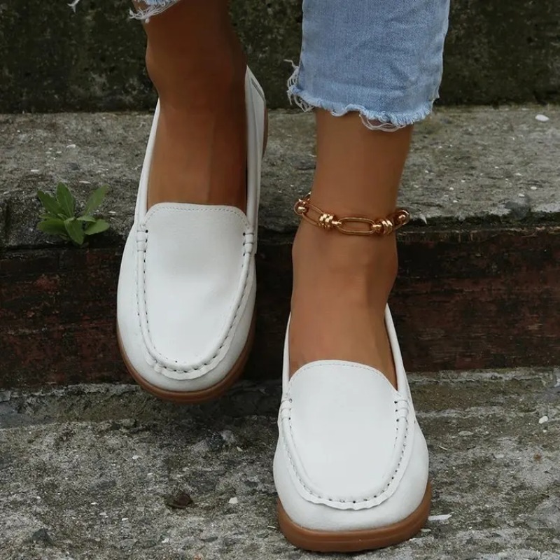 Women Flats 2022 Spring Summer Shoes Women Heels 4.3CM Genuine Leather Chaussures Femme Casual Women Loafers Ballet Flat Shoes