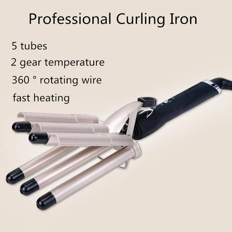 Hair Curler Electric Ceramic Coating Curling Iron Roller 5 Barrel Styler Hair Waves 3 Barrels Dual Voltage Hair Styling Tools 240521