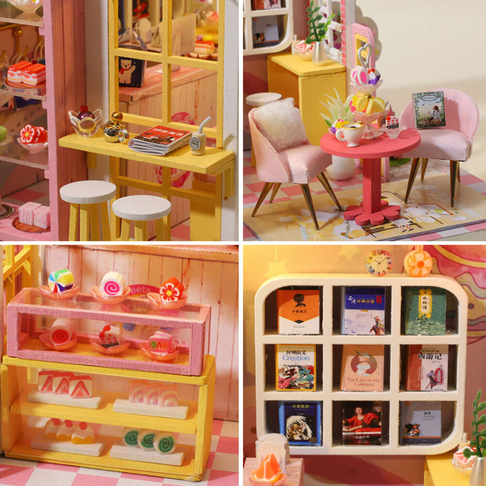 DIY Wooden Dollhouse Miniature Blue Ocean Villa Doll House with Furniture Kit Casa Toys for Children Girls Birthday Gifts