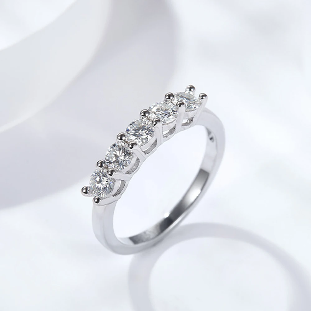 KNOBSPIN D Color 4mm Moissanite Diamond Rings for Women Classic Match Wedding Eternity Band with GRA s925 Sterling Silver Ring