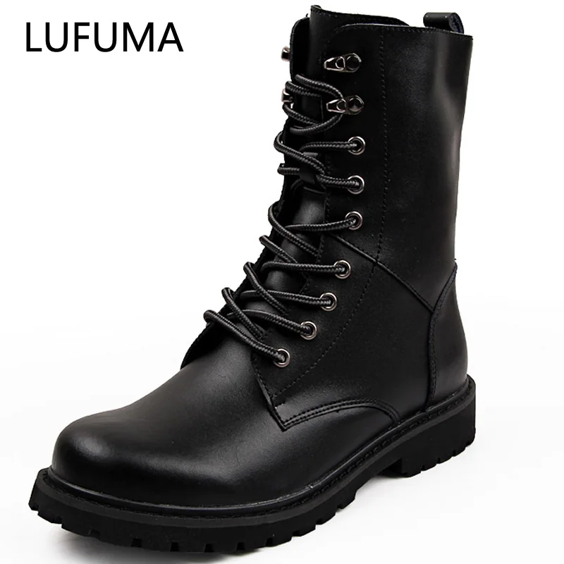 LUFUMA Military Boots Men Winter Shoes Warm Men Leather Boots Footwear Cowboy Tactical Boots Men Casual Shoes Size 38-48