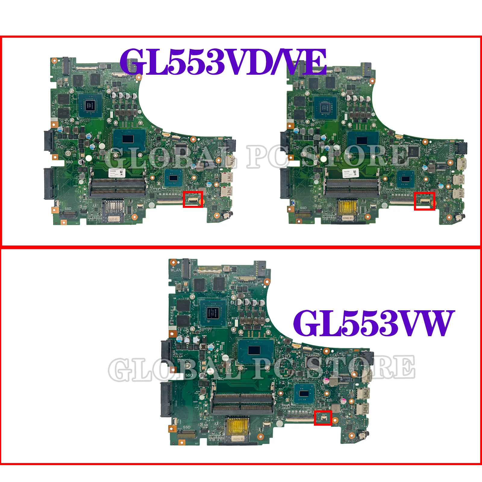 KEFU GL553V Mainboard ZX53V GL553VD GL553VE GL553VW FX553V ZX553V G553V Laptop Motherboard I5 I7 6th/7th Gen GTX1050/GTX1050Ti