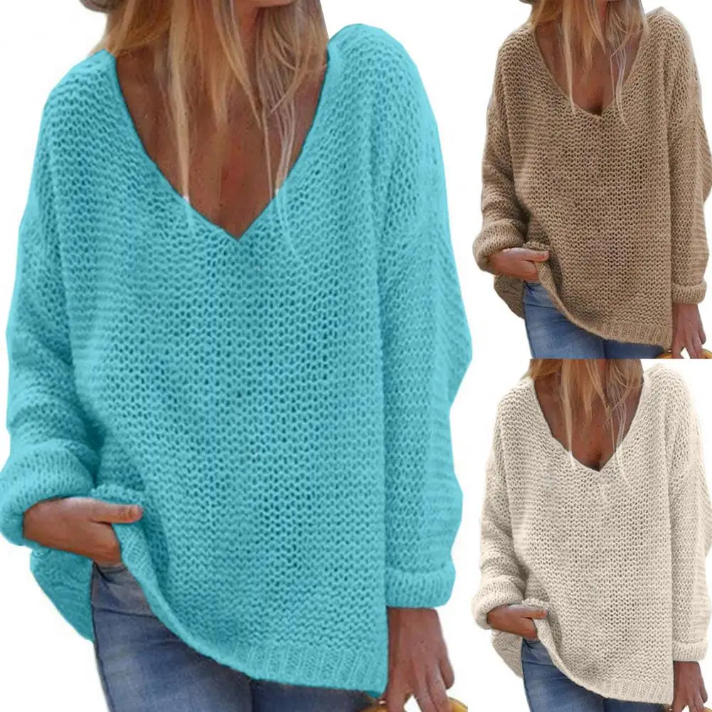 Trendy Autumn Sweater Comfortable Knitted Top Casual Loose Fit Women Autumn Sweater All-Match