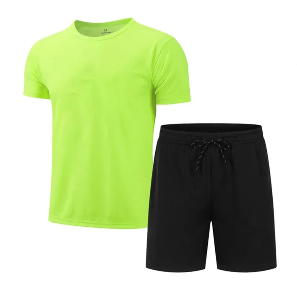 Mens summer quickdrying suit top and womens universal mesh fresh breathable shortsleeved Tshirt shorts 2 sets 240518