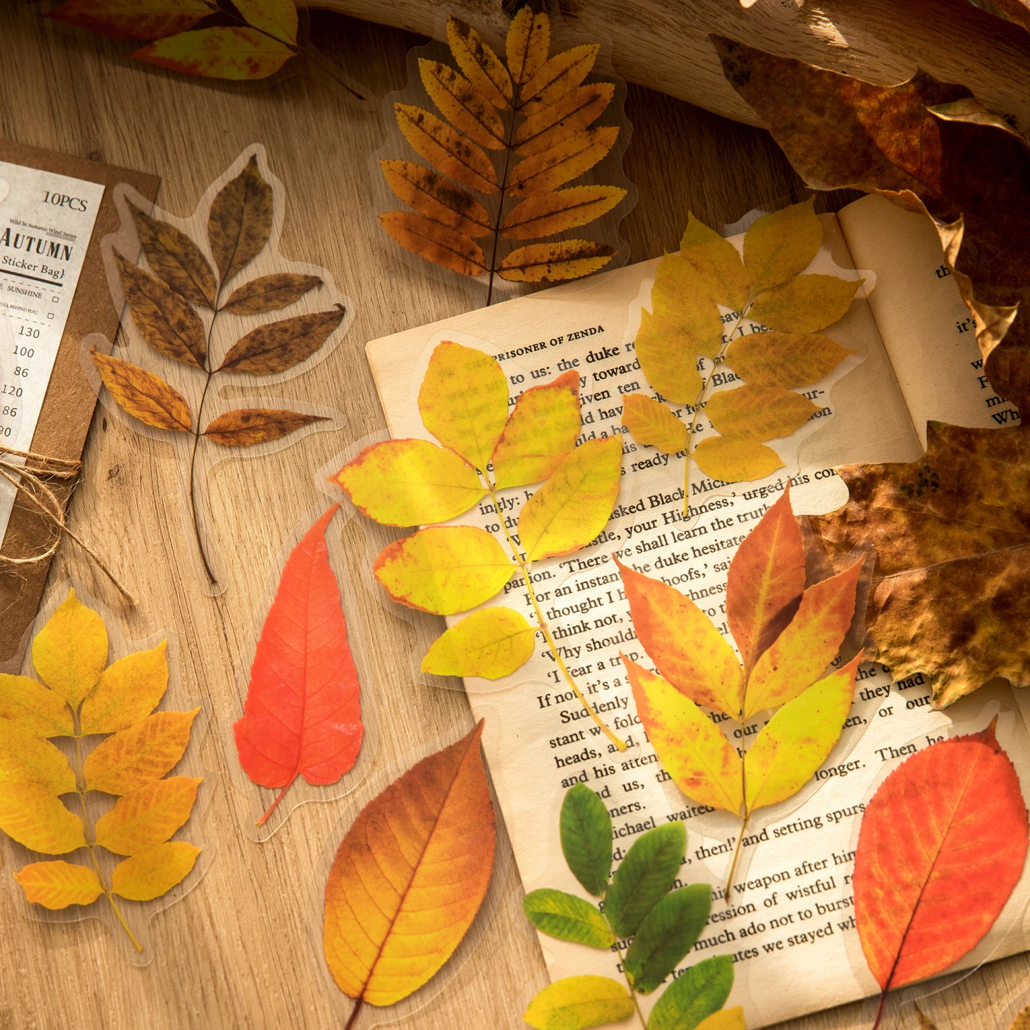 10 pcs Large size Leaves Stickers Adhesive Diy Scrapbook Sticker Planner hand made Stick Labels Collage Material Leaf Sticker