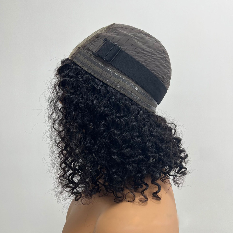 Kinky Curly 4X4 Lace Bob Glueless Wig Natural Color 150% 180% Density Brazilian Malaysian 100% Human Hair Products 10-18inch Middle Part