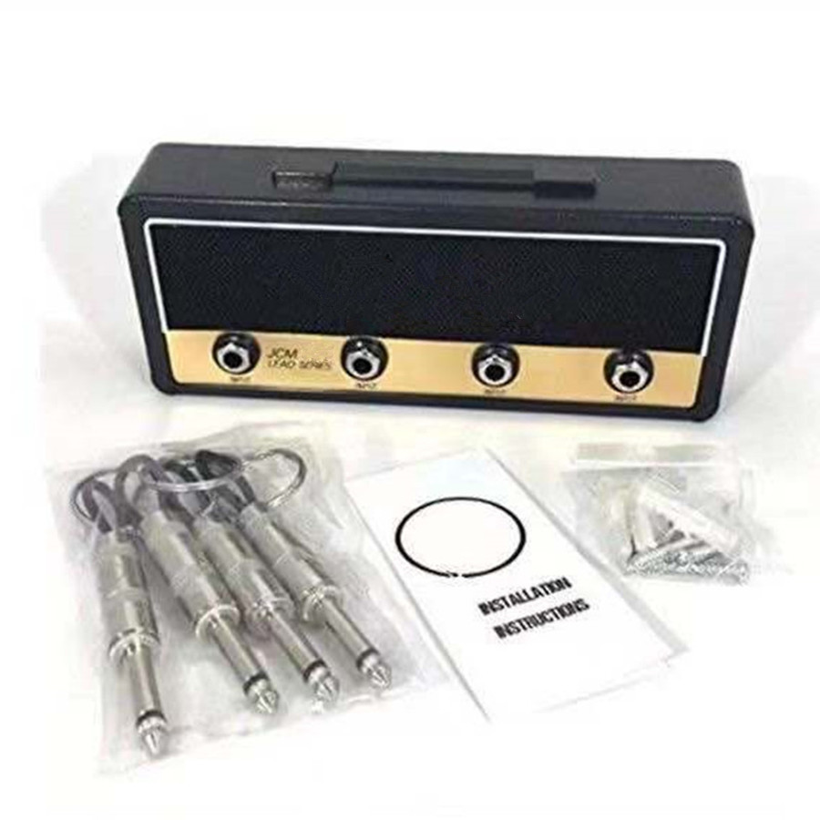 Guitar Amplifier Key Holder Base 4 Guitar Plug Keychain Guitar Amp Hanger Wall Storage Base Creative Gift Pendant