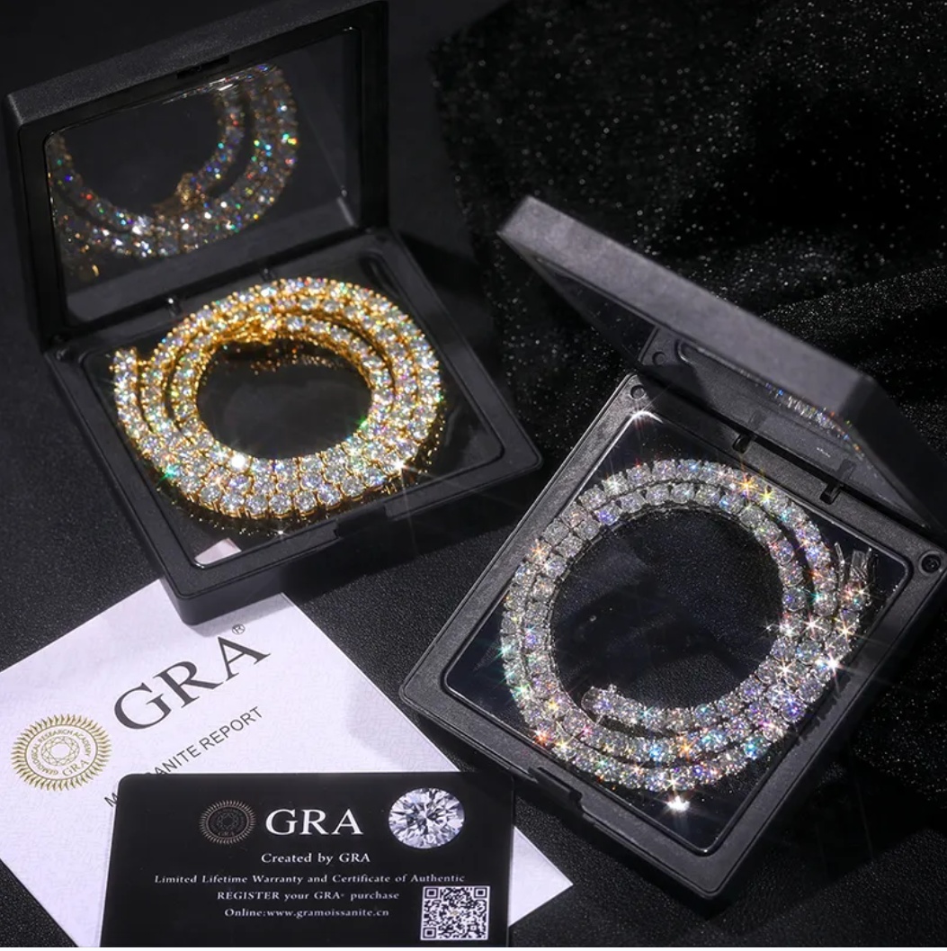 dia pass tester bracelet tennis hip hop necklace fashion jewelry 5mm vvs moissanites iced out cuban chain for men women1 wo1