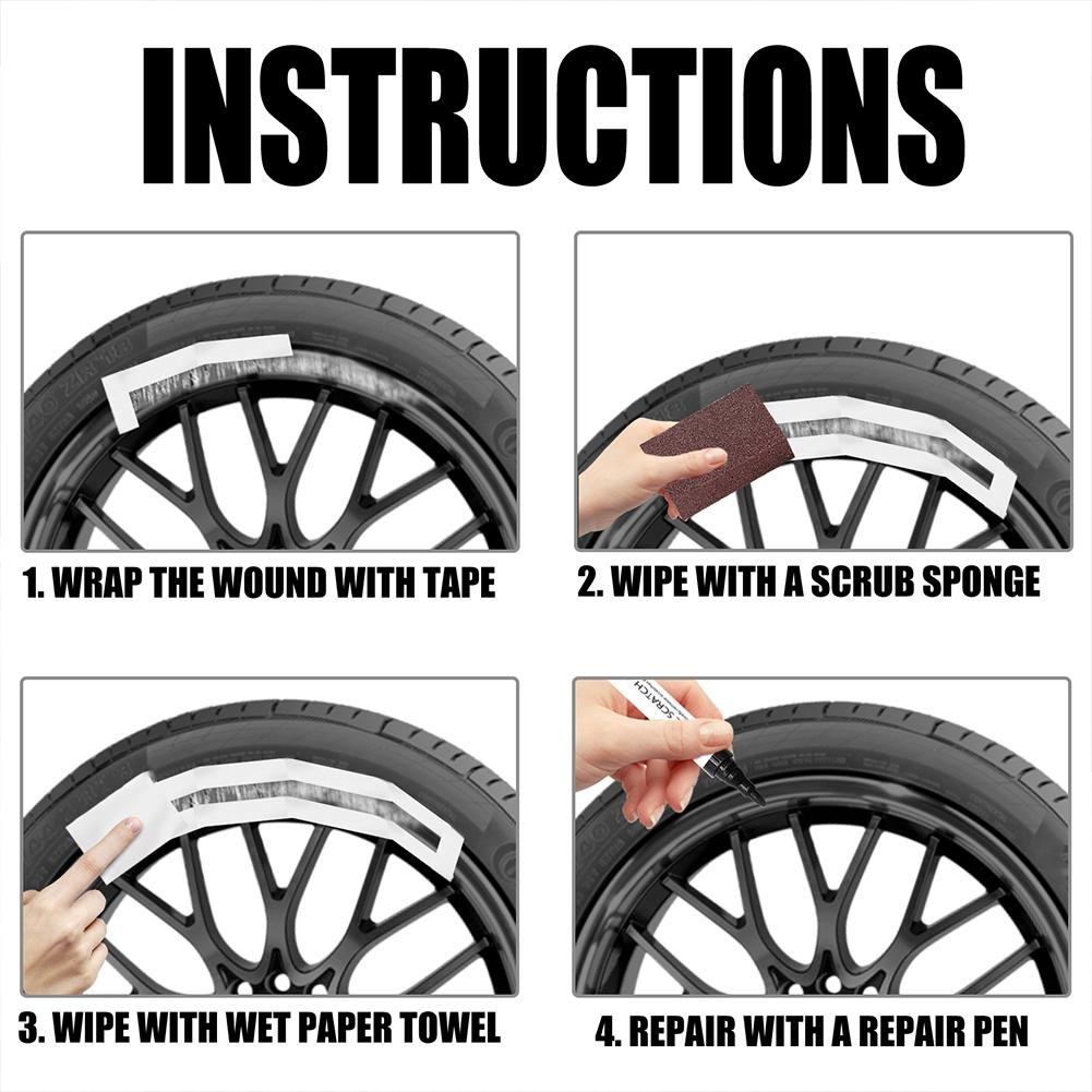 Universal Black Paint Car Alloy Wheel Repair Adhesive Kit General Purpose Black Paint Fix Tool For Car Auto Rim Dent Scratch