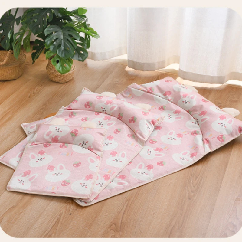 Summer dog mat pet cooling breathable dog bed cat mat portable with pillow small dog cooling mat 240523