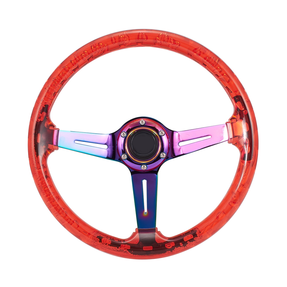 Racing Acrylic Transparent Steering Wheel 6 Bolt Deep Dish Racing Steering Wheels With Horn Buttons