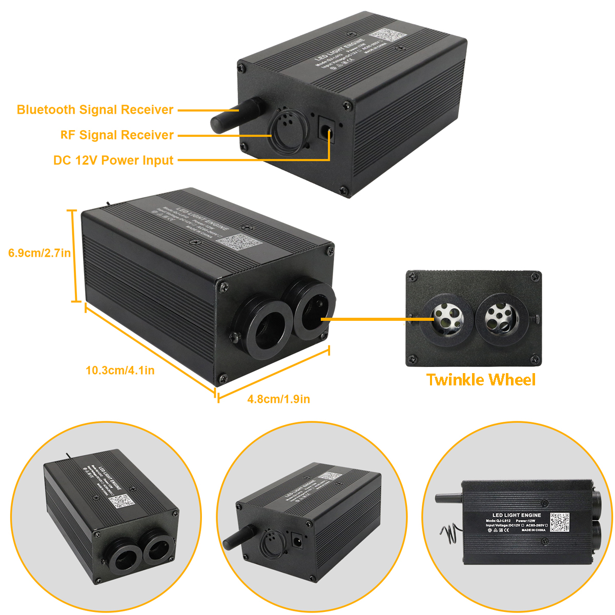 Double Heads 12W Twinkle RGBW Starry Sky Fiber Optic Star Ceiling Light Kit Sound Activated Car Roof Start Optical fiber Light