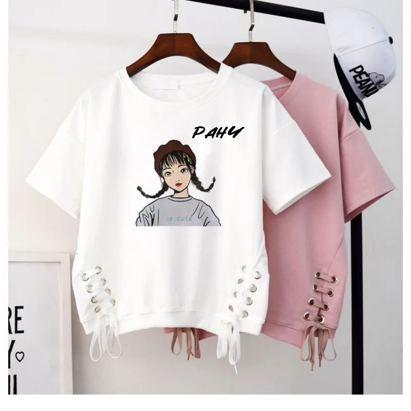 short-sleeved t-shirt for women summer Korean style loose womens white top womens trendy 240518