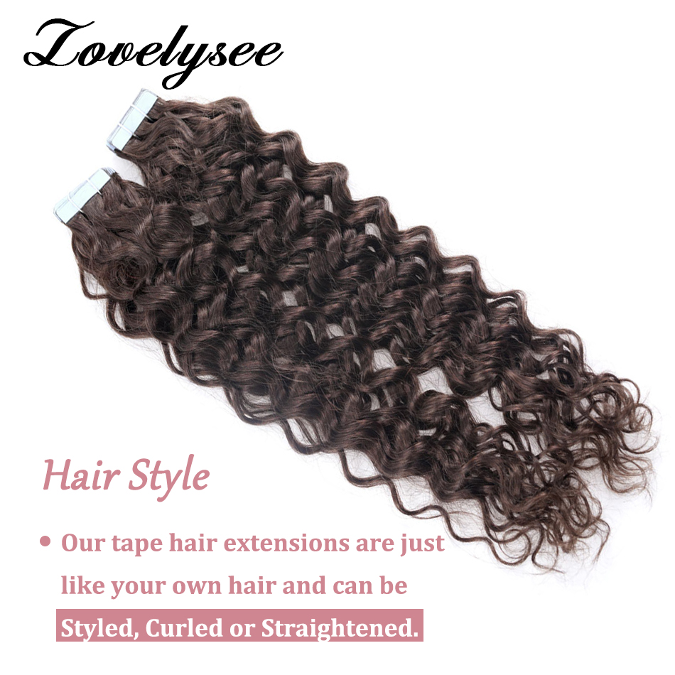 2.5g/pcs Water Wave Tape in Hair Extensions Human Hair for Women 100% Real Remy Hair Skin Weft Adhesive Invisible Tape Ins