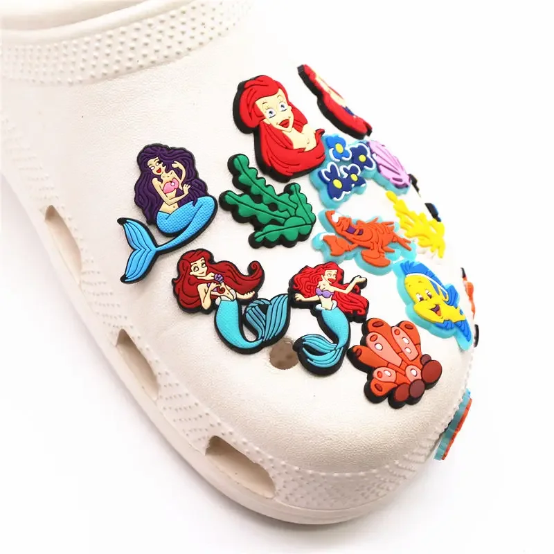 Single Sale 1pcs Mermaid Fairy Tales PVC new Shoes Charms Pins Jeans Shoe Buckle Decorations 2025 Seaweed Sandals Accessories Kids Gifts