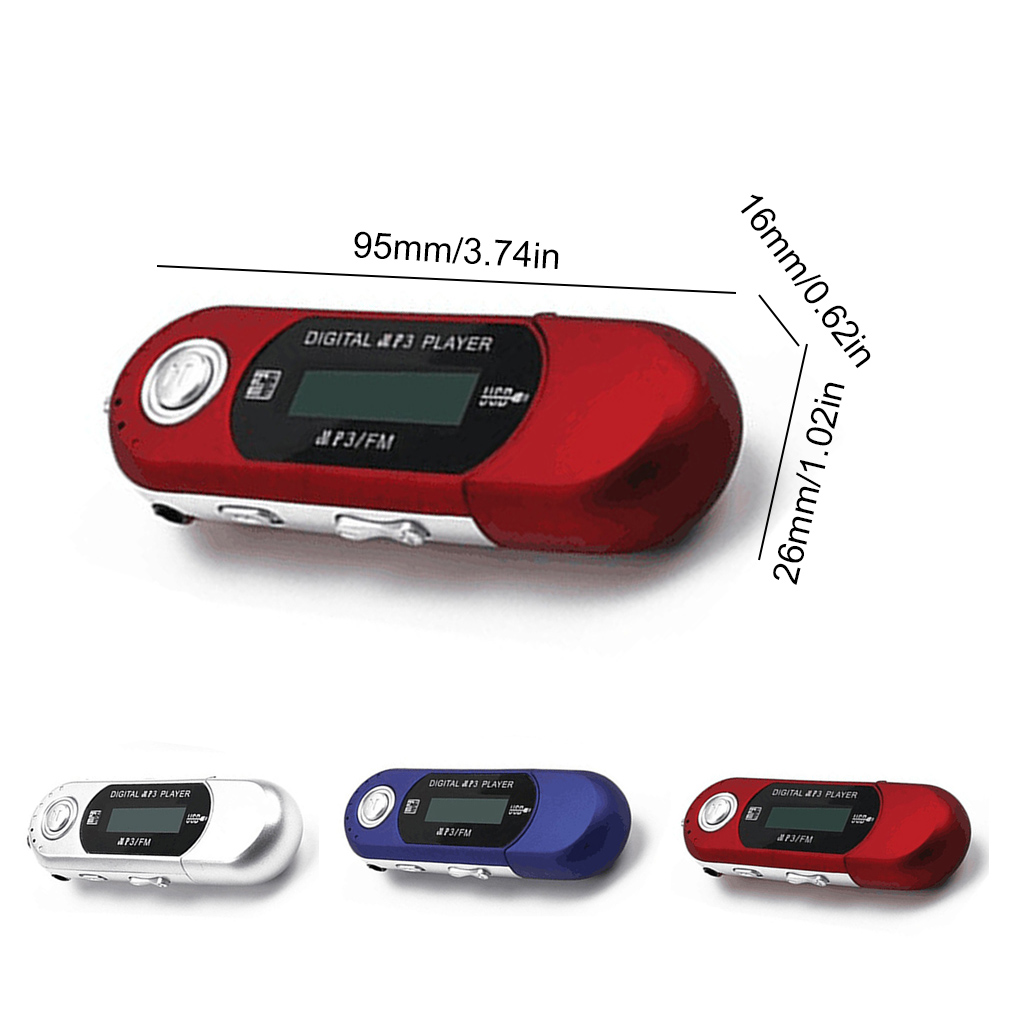 2 in 1 Mini MP3 Player Support 32G TF Card USB 2 0 Small Flash Drive Lightweight LCD Music Player with 3 5mm Audio Jack for Blue