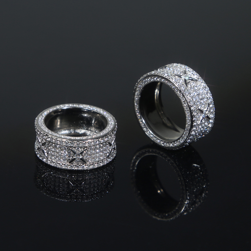 Iced Out Ring: Pave Sier Zirconia Ring for Men and Women