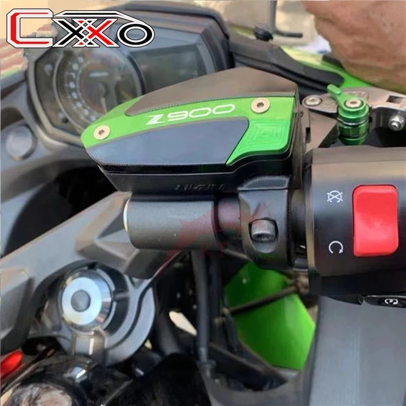 CNC Motorcycle Front Rear Fluid Reservoir Cover Cylinder Brake Cap Oil Filler Plug For Kawasaki Z900 z 900 2017-2022 2023