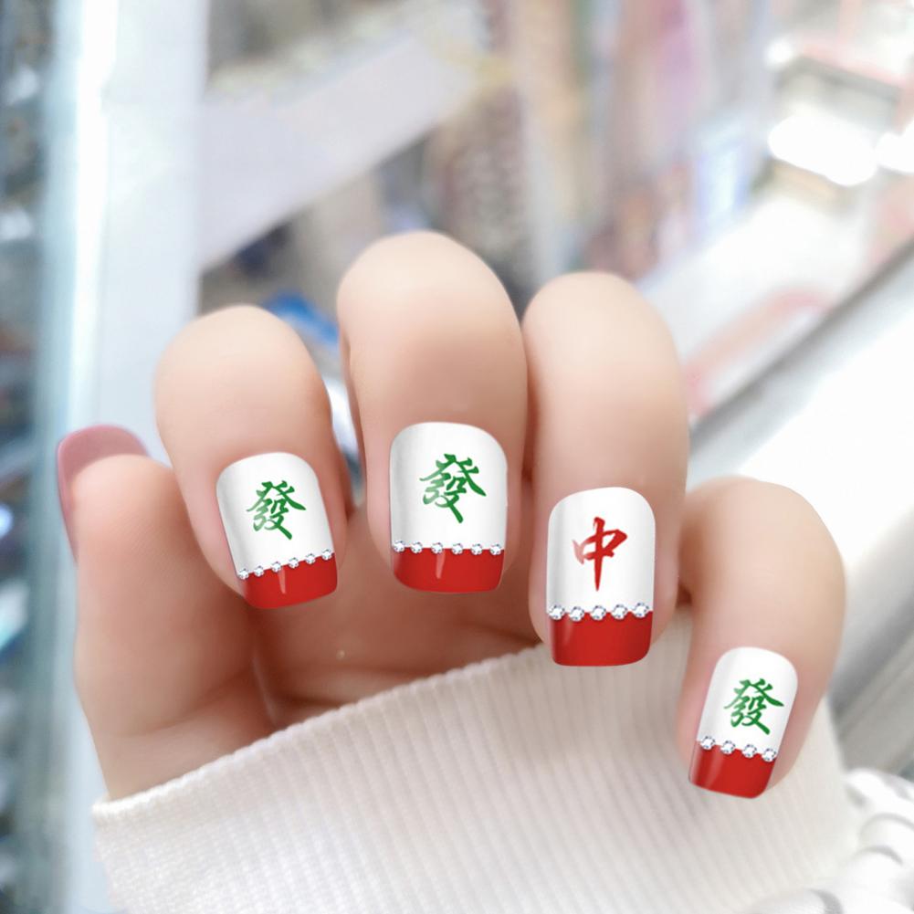 Delicate Non-fading Removable Chinese Mah-jong Pattern Adhesive Manicure Sticker for Lady Manicure Sticker Nail Decal