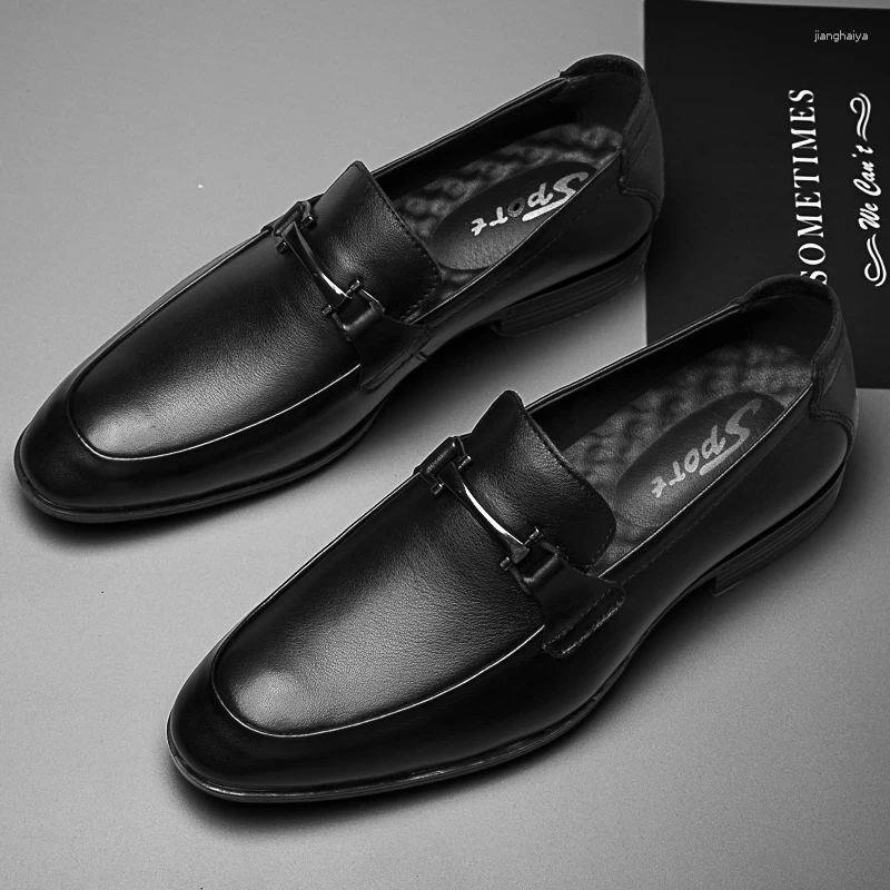 Casual Shoes 2024 Black Genuine Leather Gentleman Fashion Dress Men Business Loafers Men's Slip On Big Size 49
