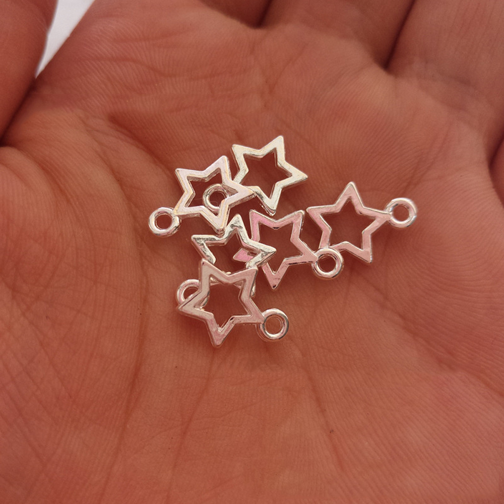 100Pcs Hollow Star Nail Art Charms 3D Metal Gold Silver Star Nail Dangle DIY Piercing Jewelry DIY Pendant Manicure Accessories