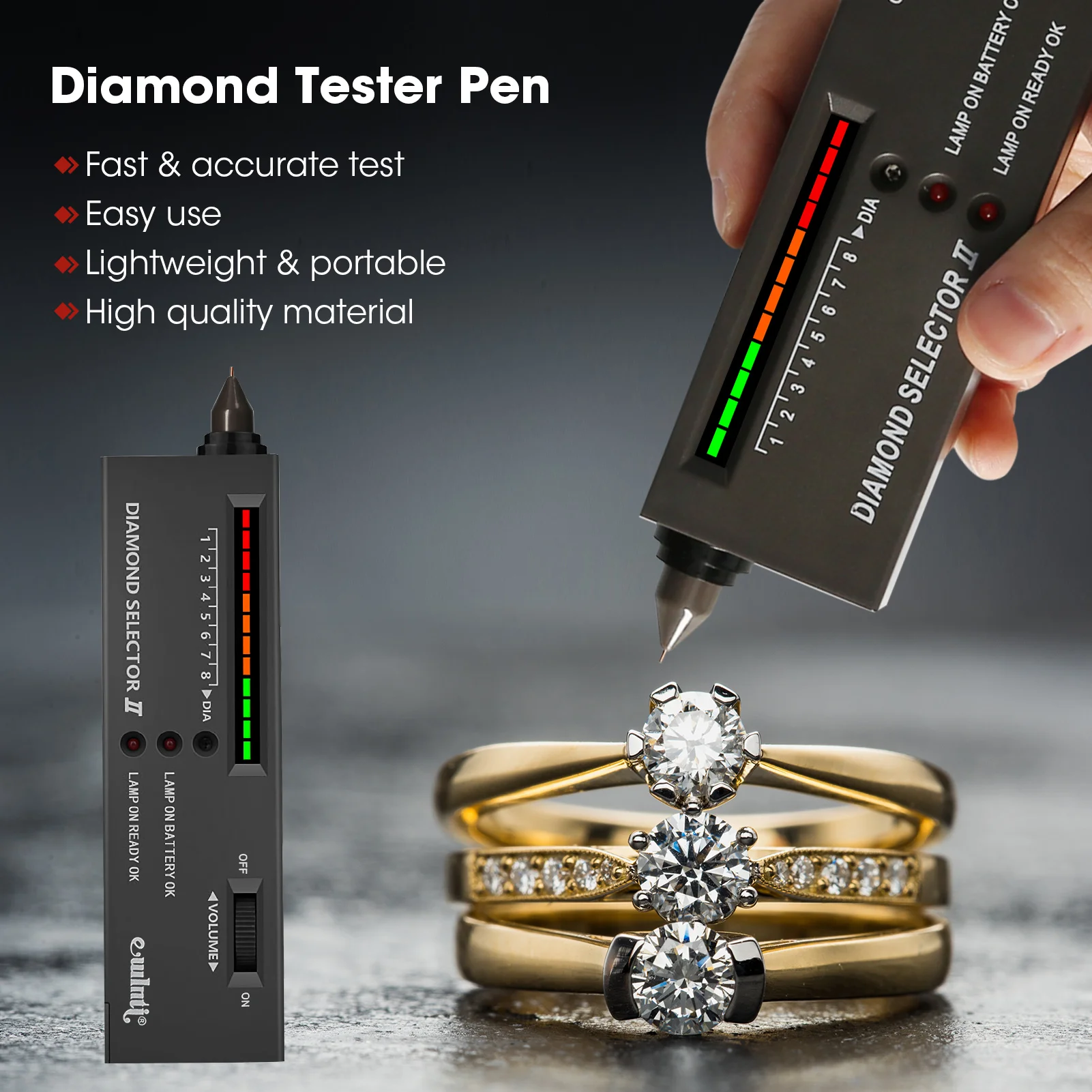 Diamond Tester Pen High Accuracy Diamond Selector Detector Jewelry Testing Tool with Case for Novice Expert