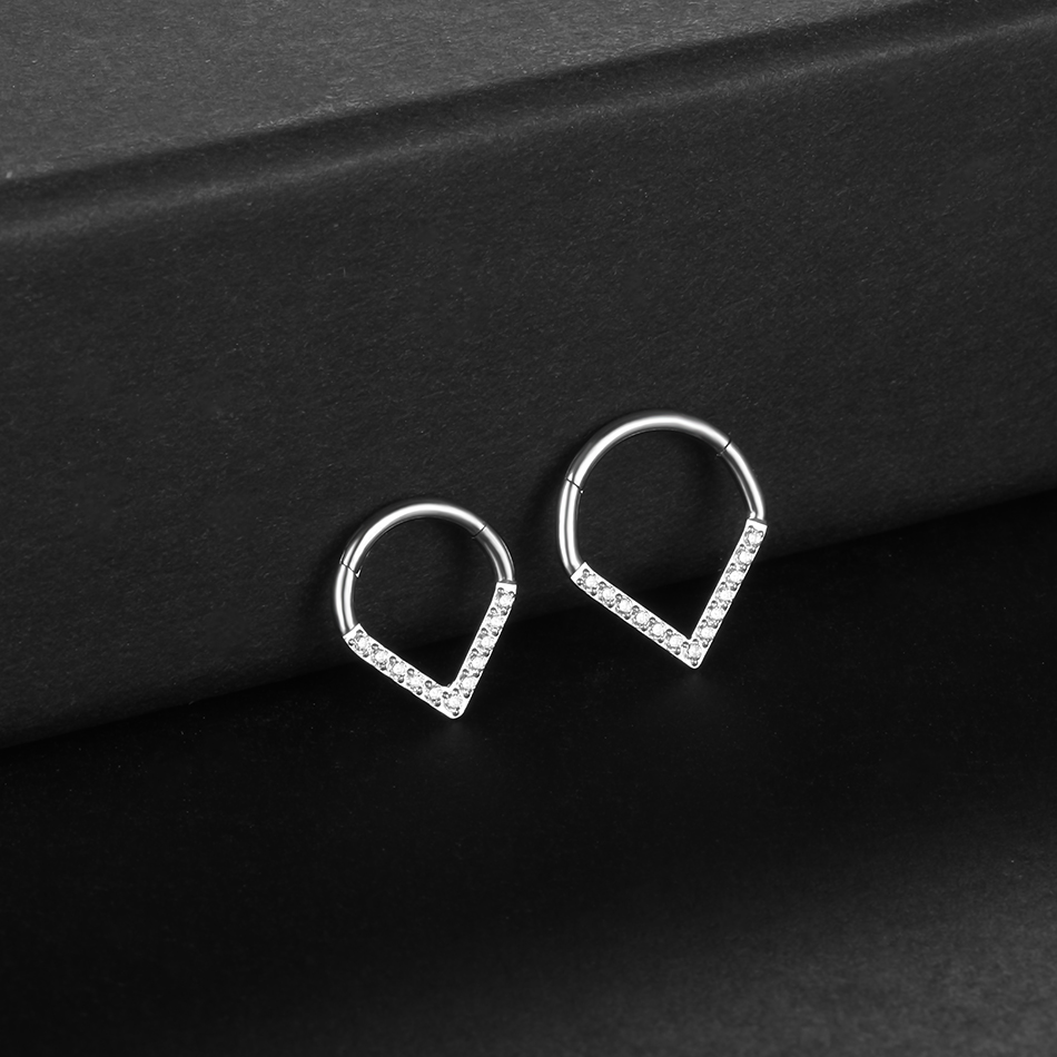 1Pc G23 Titanium Hinged Segment Nose Ring Septum Clicker Hoop Crystal Ear Cartilage Tragus Helix Piercing Earring Body Jewelry