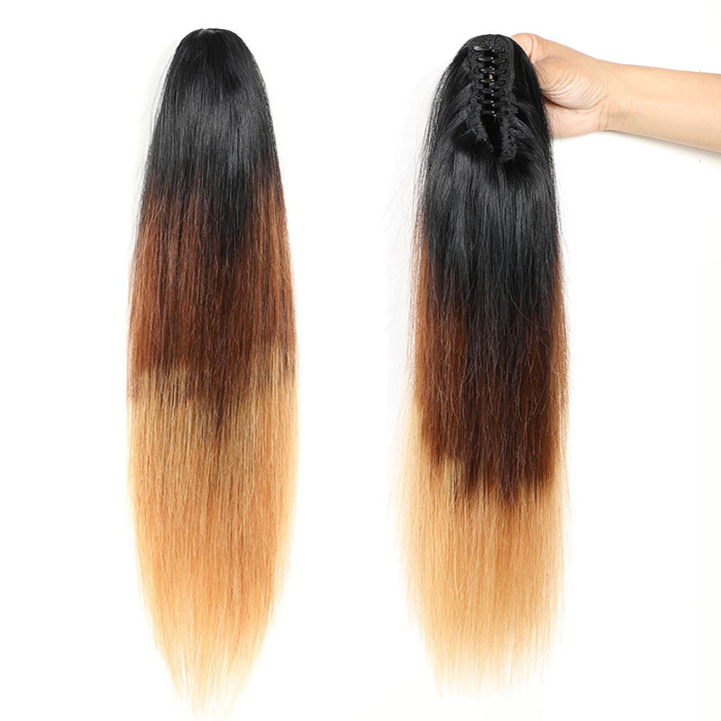 Ombre T1B/4/27 Straight Ponytail Claw Clip In Ponytail Human Hair For Women Brazilian Remy Hair Clip In Ponytail Extensions