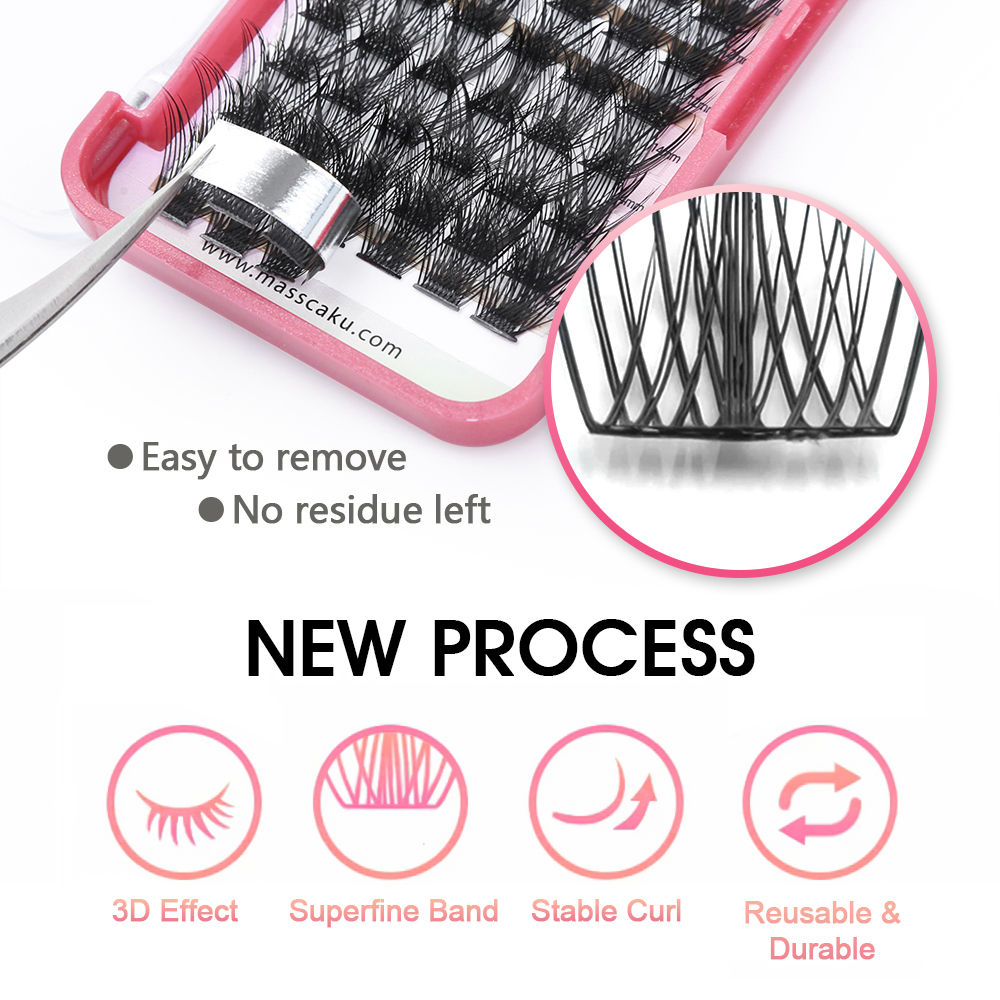MASSCAKU 12Lines DIY Clusters Premade Fans Lashes Extensions Natural Soft 2025 Individual new Segmented Eyelashes Bundles Makeup Cilia