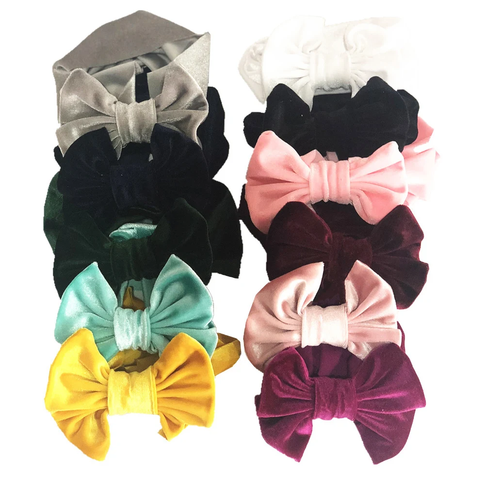 New Velvet Baby Headband Turban Big Bowknot Baby Girl Headband For Newborn Bow Hair Band Children Kid Head Wrap Hair Accessories