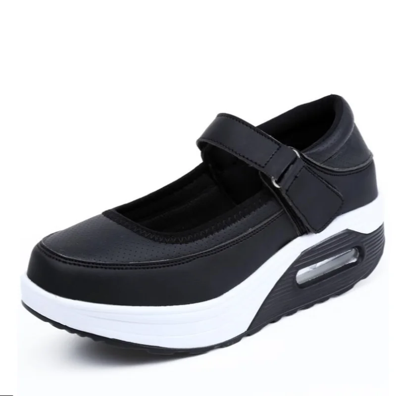 Nurse Shoes 2024 Spring Autumn Air Cushioned Women's Shoes Rocking White Platform Hook&Loop Breathable Platform Shoes