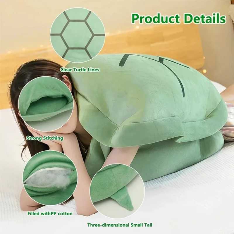 Plush Cushions Kids Turtle Plush Pillow Wearable Turtle Shell Sleeping Cushion Creative Dress Up Toy Gifts for Boys Girls 100 80 60CM