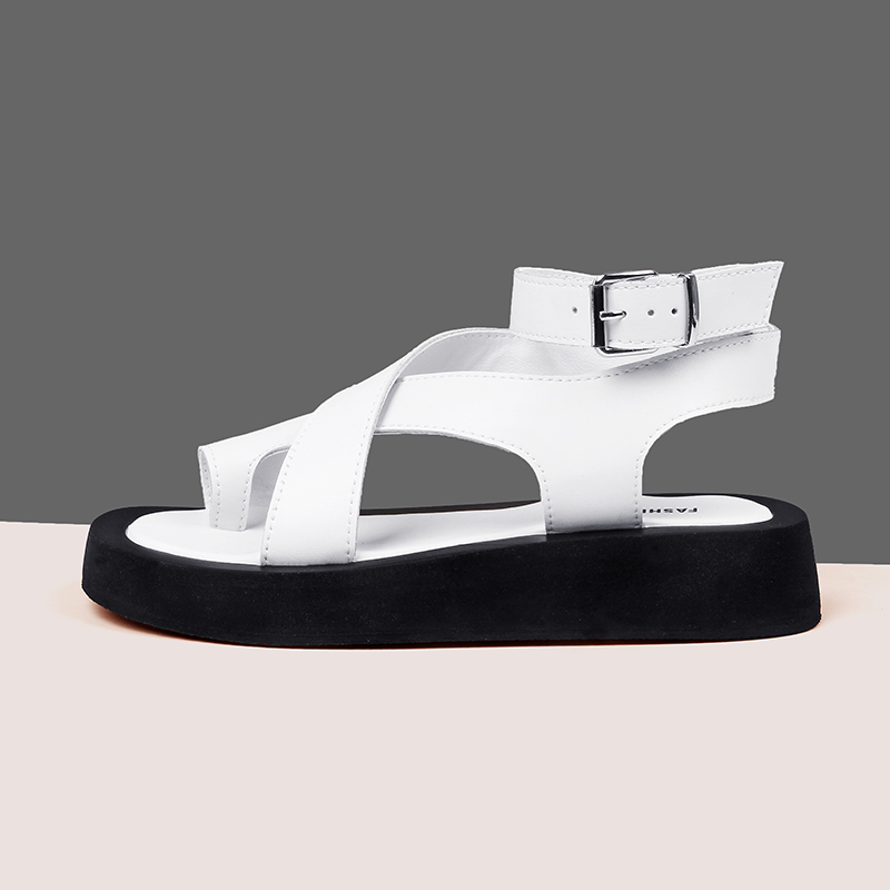 AIYUQI Sandals Women Genuine Leather 2024 Summer New Clip Toe Sandals Ladies Roman Women Shoes Muffin Sandals WHS MTO