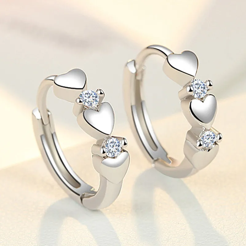 Huitan Dainty Heart Hoop Earrings for Women Little Circle Low-key Exquisite Female Ear Piercing Accessories Gift Teens Jewelry