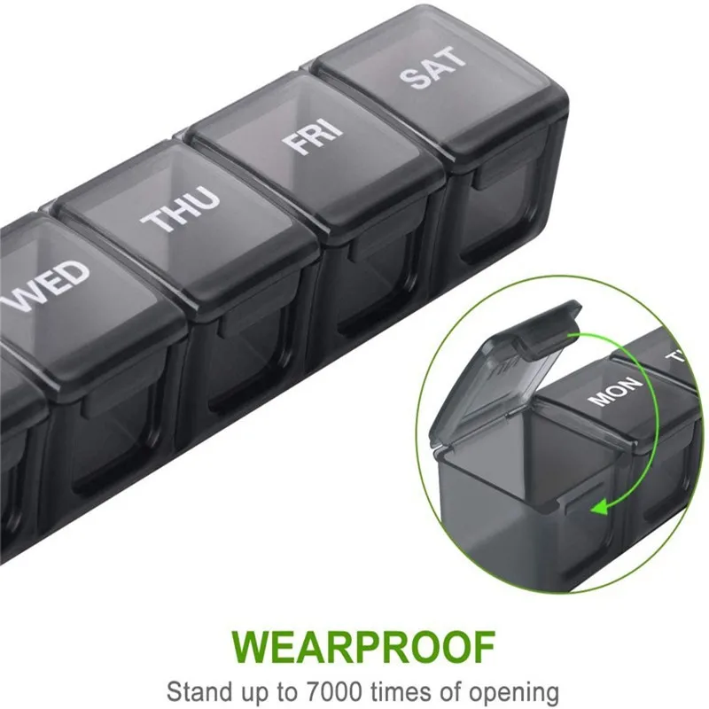 new Portable Small Pill 2025 Box Cases Large Grids 7 Days A Week Organizer Pills Box for Tablets Vitamins Medicine Fish Oils Sub-packed