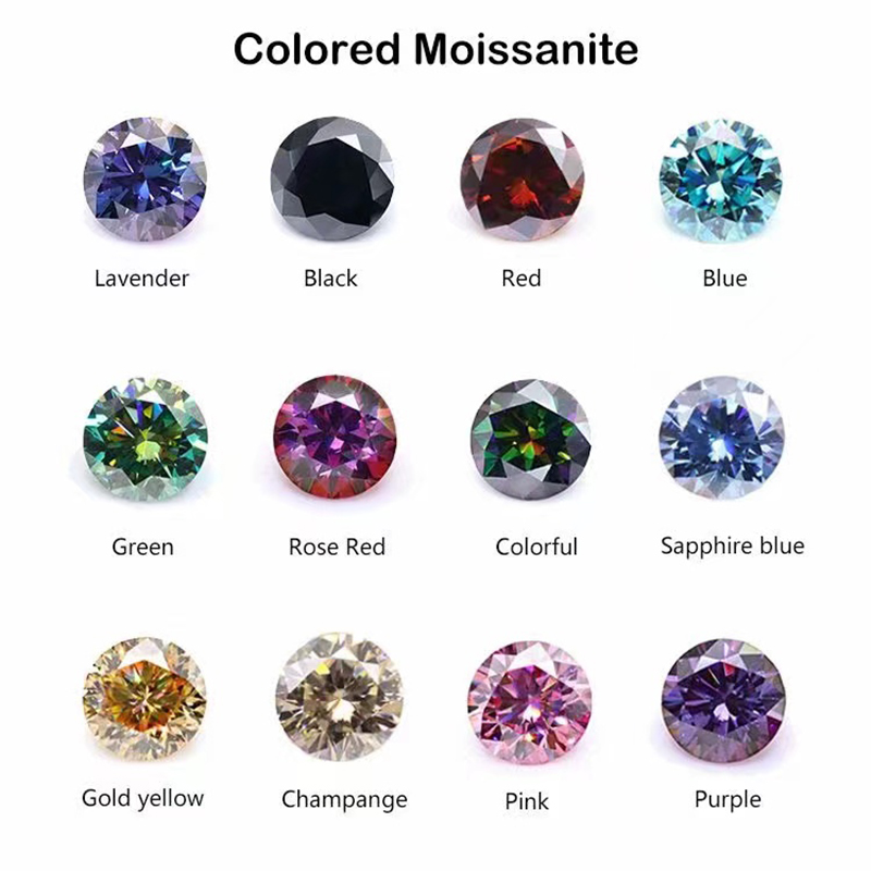 COSFIX 0.5- 3ct Rare Blue Green Moissanite Loose Stone Red Purple Pink Colored VVS1 Excellent Cut Green Blue Moissanite Diamonds