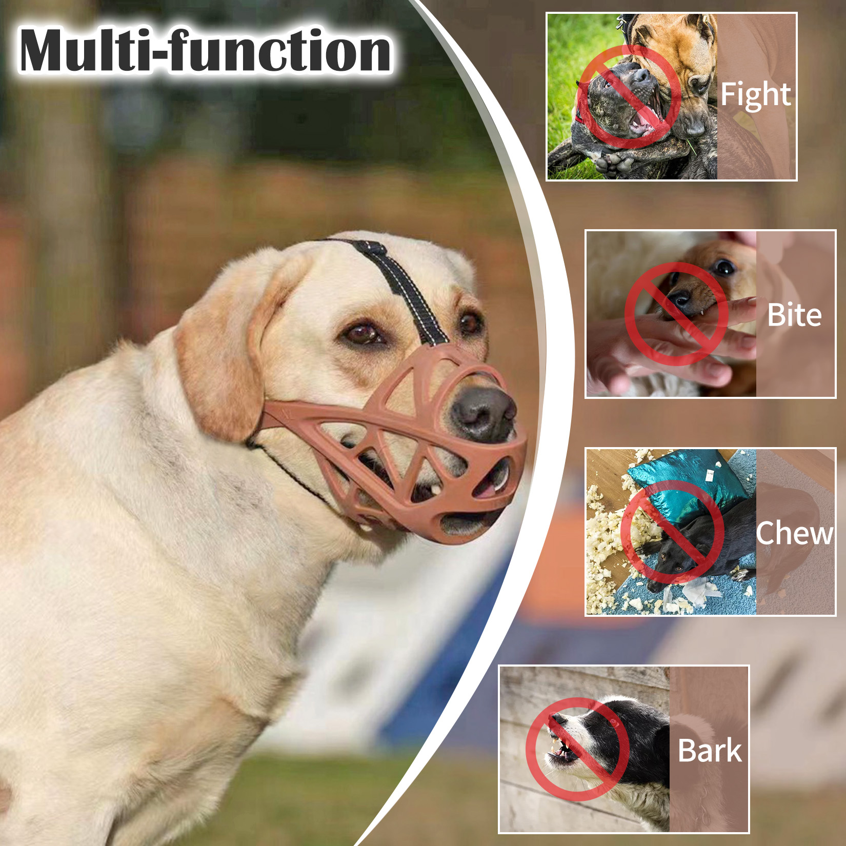 Breathable Dog Muzzles Anti Biting Chewing Pet Mouth Mask Small Medium Large Dogs Mouth Cover Training Leash Leader Dog Supplies