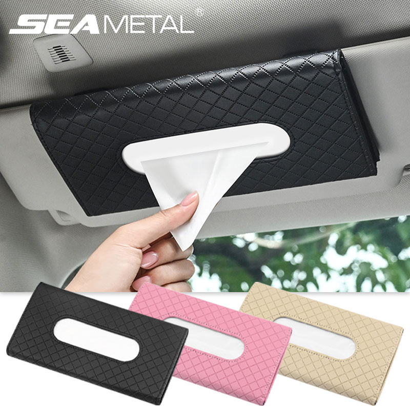 Car Tissue Box Hanging Type Car Sunshade Drawer Creative Car Tissue Bag Car Simple Decorative Products