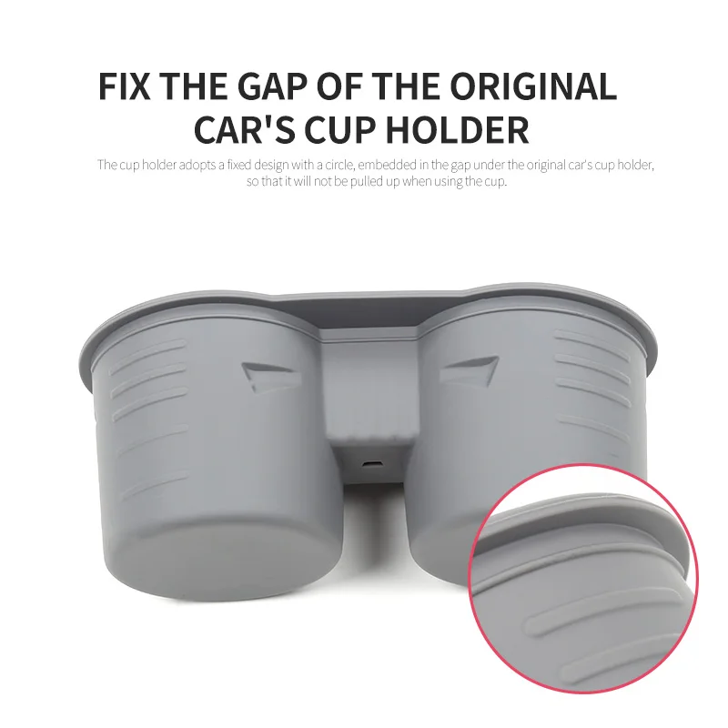 MY TPE Cup Holder for Tesla Model Y 3 2023 Center Console Organizer Non-slip Silicone Water Insert Double Hole Car Accessories
