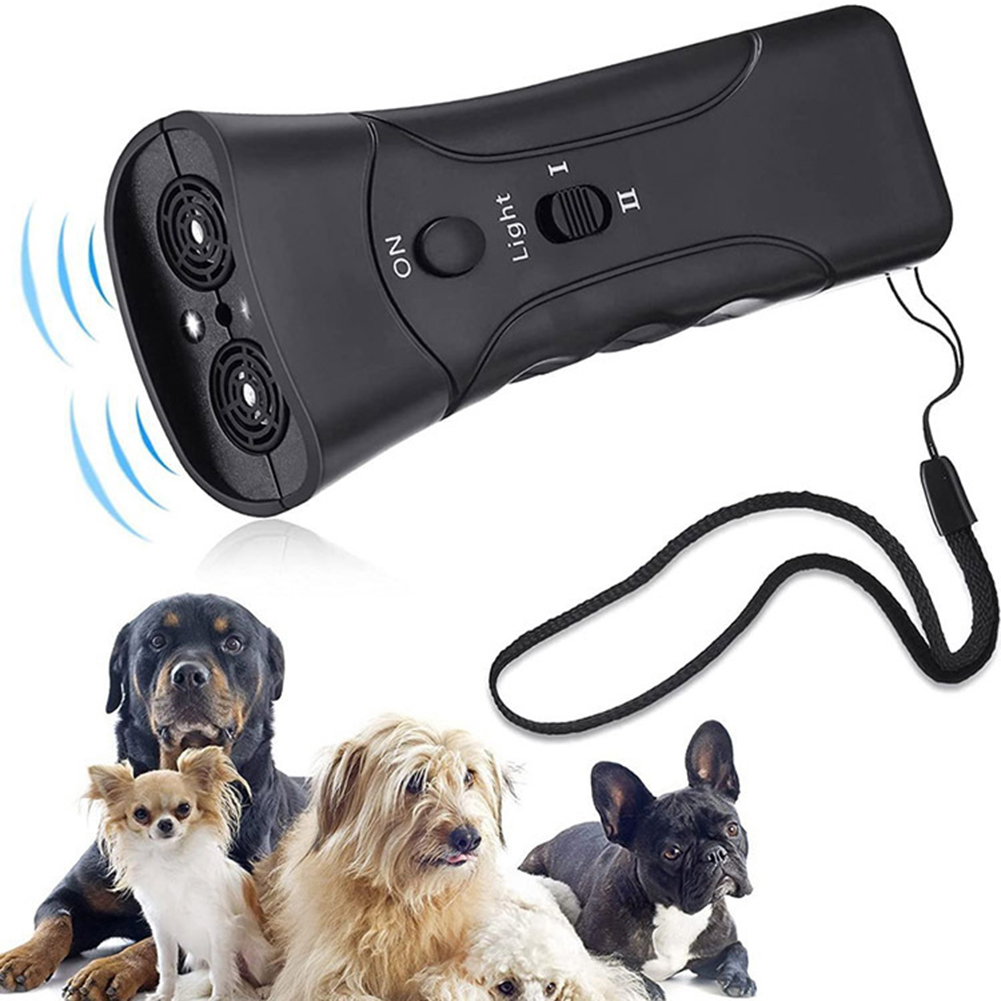 Ultrasonic Bark Arrester Lightweight with LED Flashlight Dog Repeller Portable Dog Anti Barking Device for Pet Training Supplies