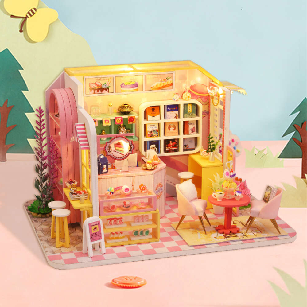 DIY Wooden Dollhouse Miniature Blue Ocean Villa Doll House with Furniture Kit Casa Toys for Children Girls Birthday Gifts