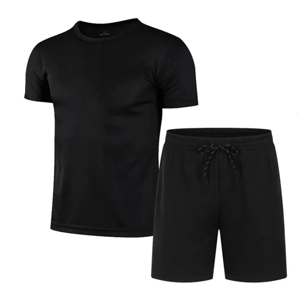 Mens summer quickdrying suit top and womens universal mesh fresh breathable shortsleeved Tshirt shorts 2 sets 240518