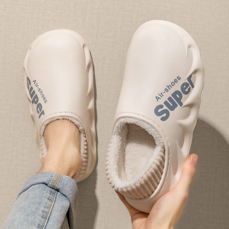 Winter Men Women Warm Slippers Plush Cotton Slippers Indoor Home Waterproof Non-Slip Shoes For Couples Bedroom Warm Shoes 36-47